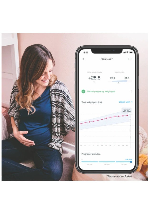 ويذينجز ميزان ذكي رقمي يعمل بتقنية الواي فاي - مع مزامنة تلقائية لتطبيق الهاتف الذكي، ومؤشر كتلة الجسم | سهل الاستخدام لعدة مستخدمين | مزود بميزة تتبع الحمل ووضع الطفل - WBS06 - أسود - Image 5